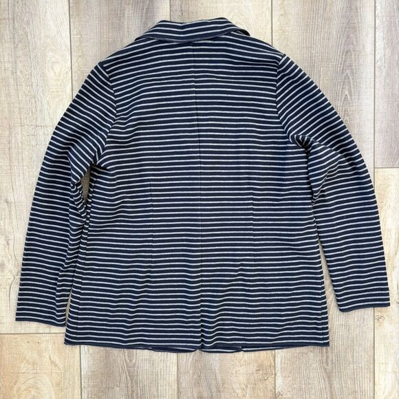 J Jill Women Blazer Jacket Striped Knit Size L Cotton Blend Career Casual Office - Picture 7 of 12
